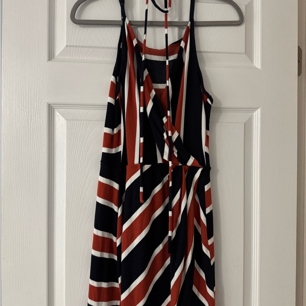 41 Hawthorn Navy, White and Red Striped Mini Dress